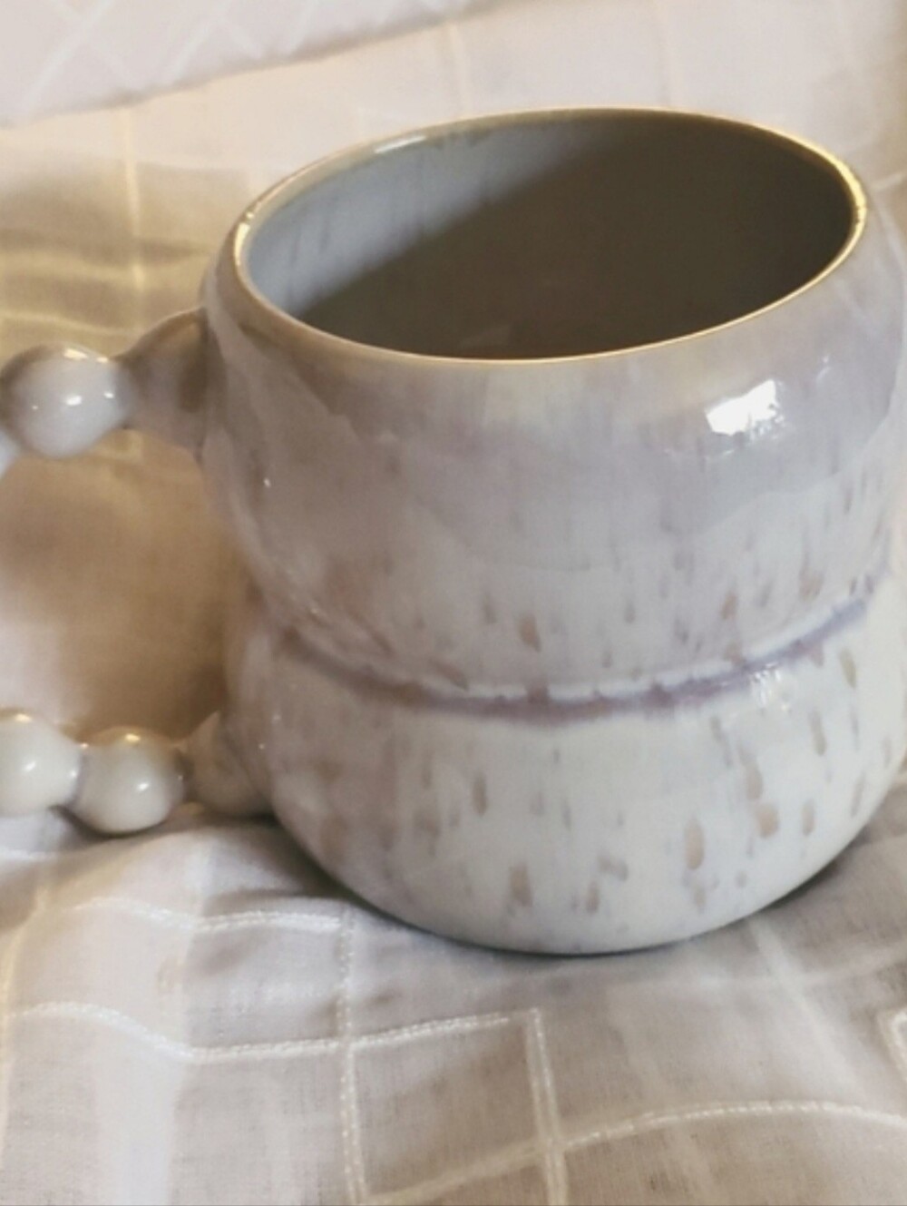 Unique Ceramic Mug with Beaded Handle‎